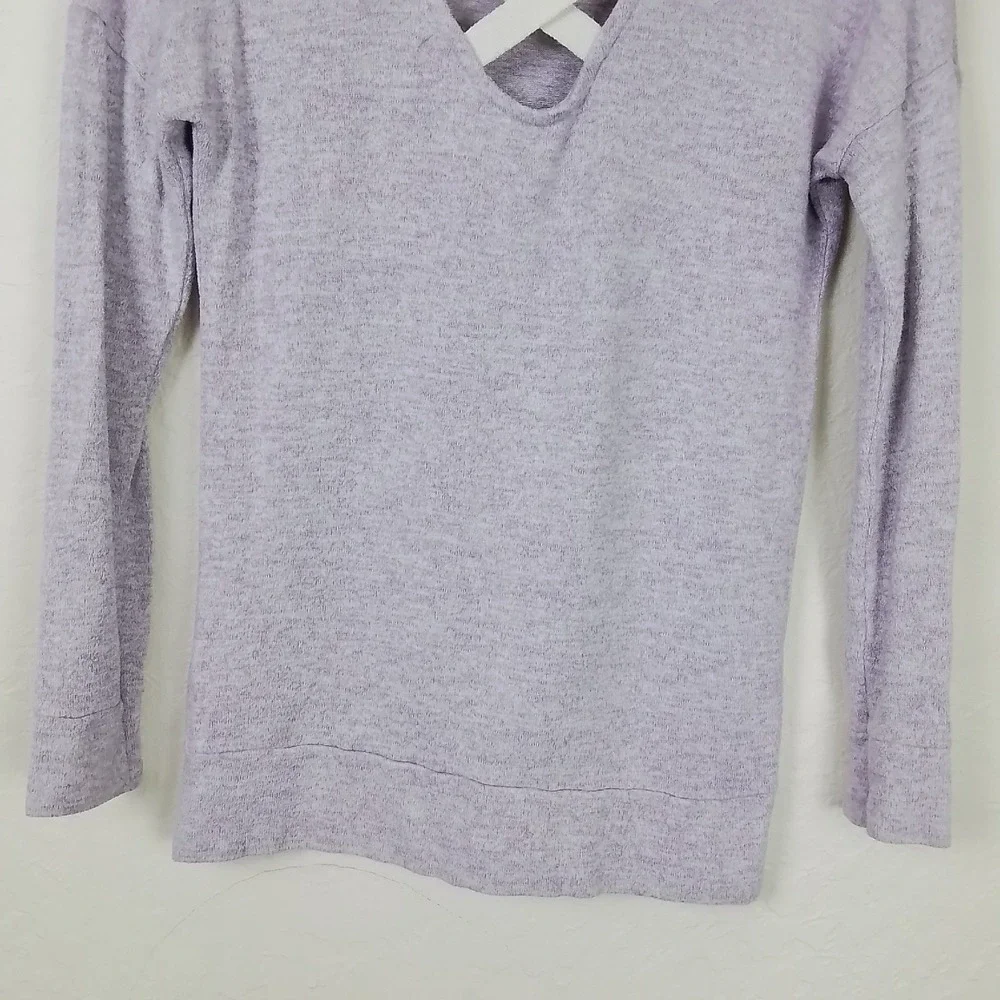Poof Girl Large Lavender Purple Knit‎ Sweater V-Neck Crisscross Back Long Sleeve